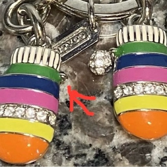 Coach Legacy Stripe Mittens Bag Charm Keychain Fob - Picture 5 of 5